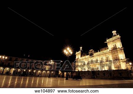 City Hall at night, Leon, Castilla-Leon, Spain View Large Photo Image Stock Photo - City Hall at night, Leon, Castilla-Leon, Spain. Fotosearch