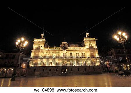 City Hall at night, Leon, Castilla-Leon, Spain View Large Photo Image Stock Photo - City Hall at night, Leon, Castilla-Leon, Spain. Fotosearch