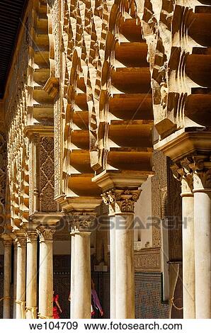 Column detail at Patio de las Doncellas, Reales Alcazares, Seville, Andalusia, Spain View Large Photo Image Stock Photo - Column detail at Patio de las Doncellas, Reales Alcazares, Seville, Andalusia, Spain. Fotosearch