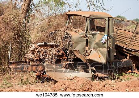destroyed northern Sudanese troop carrier with separation vote paper glued to door, Juba-Bor road, Southern Sudan, december 2010 View Large Photo Image Stock Photography - destroyed northern Sudanese troop carrier with separation vote paper glued to door, Juba-Bor road, Southern Sudan, december 2010. Fotosearch