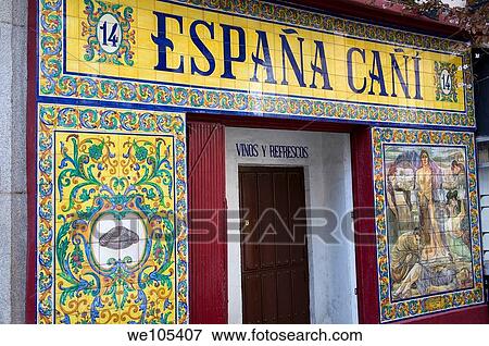 Entrance of España Cañí, typical tapas bar in Santa Ana Square, Comunidad de Madrid, Spain, Europe View Large Photo Image Stock Photo - Entrance of España Cañí, typical tapas bar in Santa Ana Square, Comunidad de Madrid, Spain, Europe. Fotosearch