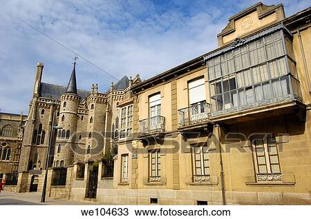 Episcopal Palace (1887-1893) by Gaudi, Astorga, Way of St James, Leon province, Castilla-Leon, Spain View Large Photo Image Stock Image - Episcopal Palace (1887-1893) by Gaudi, Astorga, Way of St James, Leon province, Castilla-Leon, Spain. Fotosearch