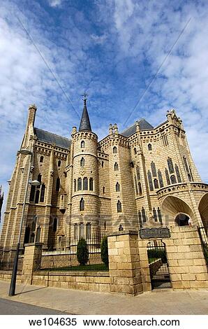 Episcopal Palace (1887-1893) by Gaudi, Astorga, Way of St James, Leon province, Castilla-Leon, Spain View Large Photo Image Stock Photography - Episcopal Palace (1887-1893) by Gaudi, Astorga, Way of St James, Leon province, Castilla-Leon, Spain. Fotosearch