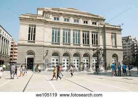 Stock Photo - Facade of Campoamor Theatre. Oviedo, Asturias province, Spain.. Fotosearch