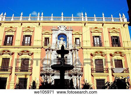 Facade of the Episcopal Palace Málaga, Andalucía, Spain View Large Photo Image Stock Image - Facade of the Episcopal Palace Málaga, Andalucía, Spain. Fotosearch