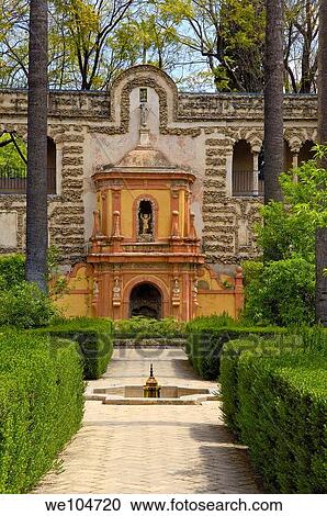 Gardens of the Alcazar, Reales Alcazares, Seville, Andalusia, Spain View Large Photo Image Stock Image - Gardens of the Alcazar, Reales Alcazares, Seville, Andalusia, Spain. Fotosearch