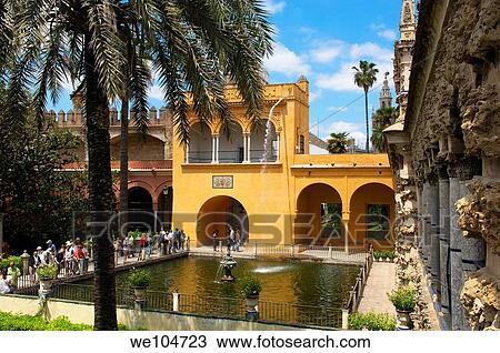 Gardens of the Alcazar, Reales Alcazares, Seville, Andalusia, Spain View Large Photo Image Stock Image - Gardens of the Alcazar, Reales Alcazares, Seville, Andalusia, Spain. Fotosearch