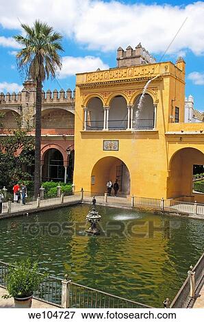 Gardens of the Alcazar, Reales Alcazares, Seville, Andalusia, Spain View Large Photo Image Stock Photo - Gardens of the Alcazar, Reales Alcazares, Seville, Andalusia, Spain. Fotosearch