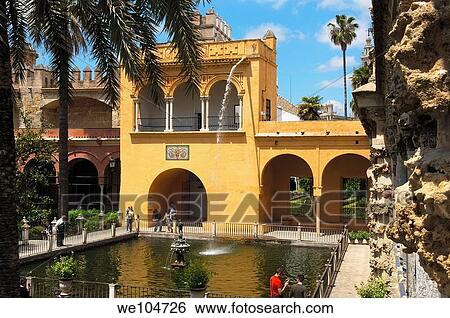 Gardens of the Alcazar, Reales Alcazares, Seville, Andalusia, Spain View Large Photo Image Stock Photograph - Gardens of the Alcazar, Reales Alcazares, Seville, Andalusia, Spain. Fotosearch