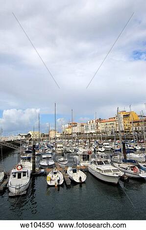Gijon harbour, Asturias, Spain View Large Photo Image Stock Image - Gijon harbour, Asturias, Spain. Fotosearch