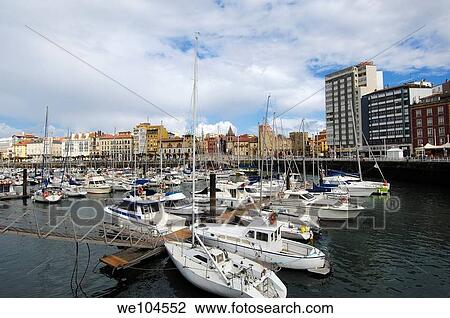 Stock Image - Gijon harbour, Asturias, Spain. Fotosearch