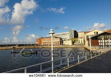 Gijon harbour, Asturias, Spain View Large Photo Image Stock Image - Gijon harbour, Asturias, Spain. Fotosearch