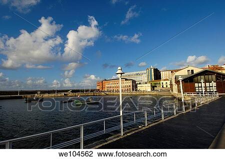 Gijon harbour, Asturias, Spain View Large Photo Image Stock Image - Gijon harbour, Asturias, Spain. Fotosearch