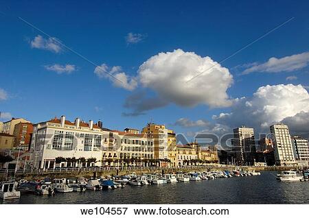 Gijon harbour, Asturias, Spain View Large Photo Image Stock Photo - Gijon harbour, Asturias, Spain. Fotosearch
