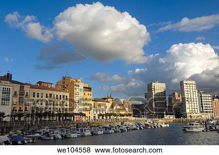 Gijon harbour, Asturias, Spain View Large Photo Image Stock Photo - Gijon harbour, Asturias, Spain. Fotosearch