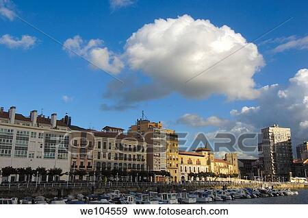 Gijon harbour, Asturias, Spain View Large Photo Image Stock Photo - Gijon harbour, Asturias, Spain. Fotosearch