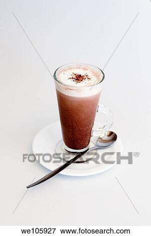 Glass of Hot Chocolate milk On white background View Large Photo Image Stock Photo - Glass of Hot Chocolate milk On white background. Fotosearch