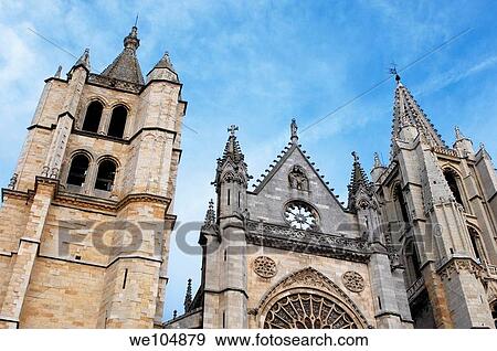 Gothic cathedral of Santa Maria de Regla, Leon, Castilla-Leon, Spain View Large Photo Image Stock Photo - Gothic cathedral of Santa Maria de Regla, Leon, Castilla-Leon, Spain. Fotosearch