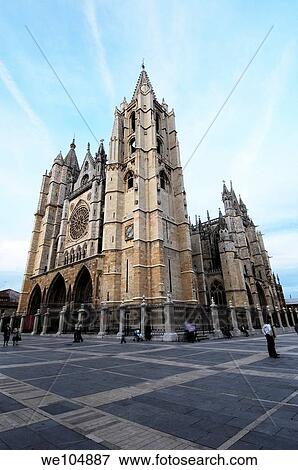 Gothic cathedral of Santa Maria de Regla, Leon, Castilla-Leon, Spain View Large Photo Image Stock Photo - Gothic cathedral of Santa Maria de Regla, Leon, Castilla-Leon, Spain. Fotosearch