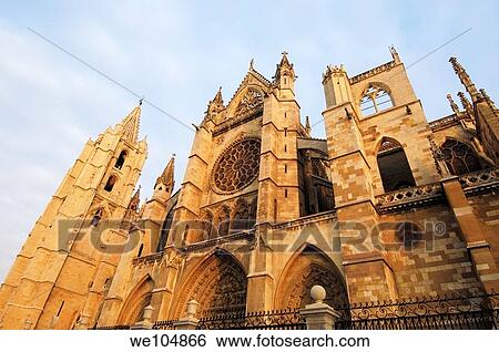Gothic cathedral of Santa Maria de Regla, Leon, Castilla-Leon, Spain View Large Photo Image Stock Photograph - Gothic cathedral of Santa Maria de Regla, Leon, Castilla-Leon, Spain. Fotosearch