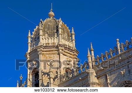 Stock Image - Hieronymites Monastery (Mosteiro dos Jeronimos, UNESCO World Heritage Site), Belem, Lisbon, Portugal. Fotosearch