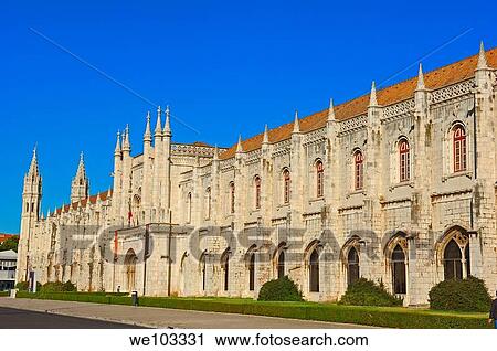 Stock Image - Hieronymites Monastery (Mosteiro dos Jeronimos, UNESCO World Heritage Site), Belem, Lisbon, Portugal. Fotosearch