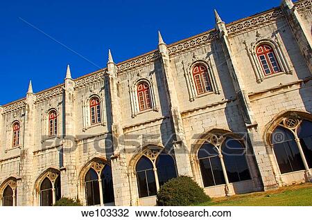 Stock Image - Hieronymites Monastery (Mosteiro dos Jeronimos, UNESCO World Heritage Site), Belem, Lisbon, Portugal. Fotosearch