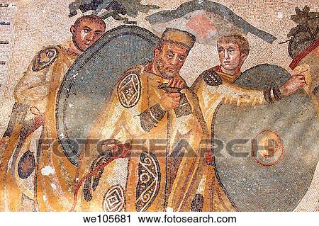Hunters - Ancient Roman mosaics at the Villa Romana del Casale, Sicily, Italy View Large Photo Image Stock Image - Hunters - Ancient Roman mosaics at the Villa Romana del Casale, Sicily, Italy. Fotosearch