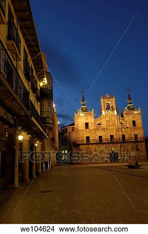 Main square and Town Hall, Astorga, Way of St James, Leon province, Castilla-Leon, Spain View Large Photo Image Picture - Main square and Town Hall, Astorga, Way of St James, Leon province, Castilla-Leon, Spain. Fotosearch