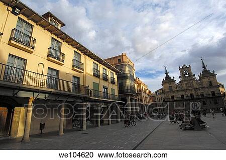 Main square and Town Hall, Astorga, Way of St James, Leon province, Castilla-Leon, Spain View Large Photo Image Stock Image - Main square and Town Hall, Astorga, Way of St James, Leon province, Castilla-Leon, Spain. Fotosearch