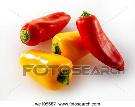Mixed red & yellow mini sweet peppers View Large Photo Image Stock Photo - Mixed red & yellow mini sweet peppers. Fotosearch