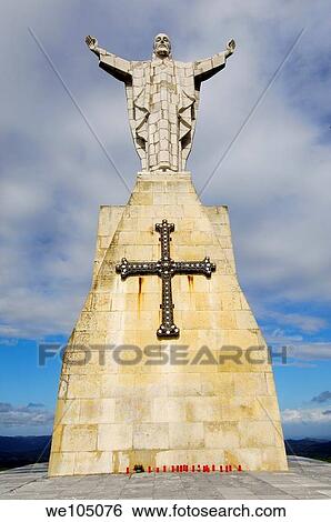 Stock Photograph - Monument to the Sacred Heart at mount Naranco, Oviedo, Asturias, Spain. Fotosearch