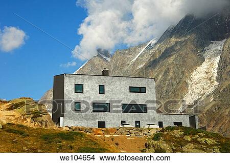Mountain shelter Anenhuette, valley Loetschental, Valais, Switzerland View Large Photo Image Picture - Mountain shelter Anenhuette, valley Loetschental, Valais, Switzerland. Fotosearch
