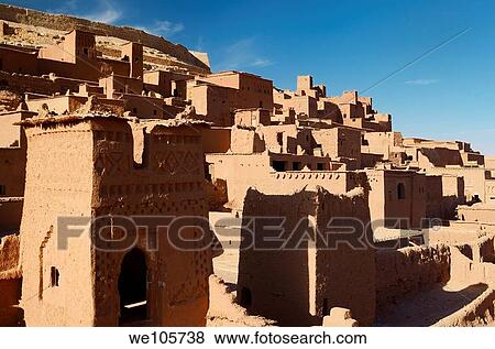 Ochre buildings at the historic earthen ksar of Ait Benhaddou near Ouarzazate Morocco View Large Photo Image Stock Photo - Ochre buildings at the historic earthen ksar of Ait Benhaddou near Ouarzazate Morocco. Fotosearch
