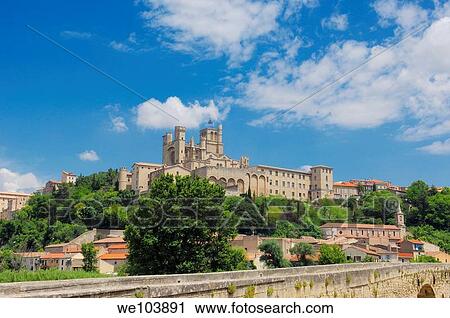 Old Bridge and Saint-Nazaire cathedral, Beziers, Herault, Languedoc-Roussillon, France View Large Photo Image Stock Image - Old Bridge and Saint-Nazaire cathedral, Beziers, Herault, Languedoc-Roussillon, France. Fotosearch