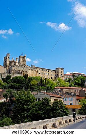 Old Bridge and Saint-Nazaire cathedral, Beziers, Herault, Languedoc-Roussillon, France View Large Photo Image Stock Photography - Old Bridge and Saint-Nazaire cathedral, Beziers, Herault, Languedoc-Roussillon, France. Fotosearch