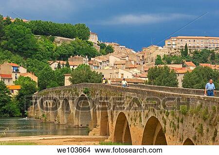 Old Bridge, Beziers, Herault, Languedoc-Roussillon, France View Large Photo Image Picture - Old Bridge, Beziers, Herault, Languedoc-Roussillon, France. Fotosearch