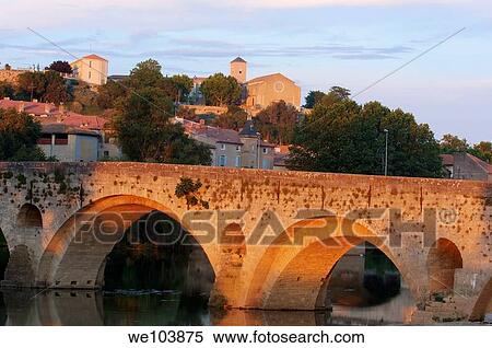 Old Bridge, Beziers, Herault, Languedoc-Roussillon, France View Large Photo Image Stock Photography - Old Bridge, Beziers, Herault, Languedoc-Roussillon, France. Fotosearch