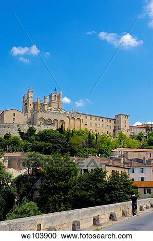 Old Bridge over River Orb and Saint-Nazaire cathedral, Beziers, Herault, Languedoc-Roussillon, France View Large Photo Image Stock Image - Old Bridge over River Orb and Saint-Nazaire cathedral, Beziers, Herault, Languedoc-Roussillon, France. Fotosearch