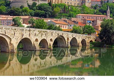 Old Bridge over River Orb, Beziers, Herault, Languedoc-Roussillon, France View Large Photo Image Picture - Old Bridge over River Orb, Beziers, Herault, Languedoc-Roussillon, France. Fotosearch