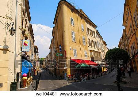 Stock Image - Old Town, Aix-en-Provence, Bouches-du-Rhône, Provence-Alpes-Côte d´Azur, France. Fotosearch