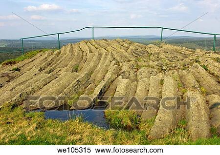 Outcrop of horizontal columnar basalt, geotope Hirtstein, Erzgebirge Ore Mountains, Saxony, Germany View Large Photo Image Stock Photography - Outcrop of horizontal columnar basalt, geotope Hirtstein, Erzgebirge Ore Mountains, Saxony, Germany. Fotosearch