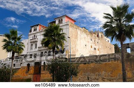 Outer wall of the Old Medina in Casablanca with Palm trees and Oleander, Morocco View Large Photo Image Stock Photo - Outer wall of the Old Medina in Casablanca with Palm trees and Oleander, Morocco. Fotosearch