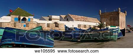 Panorama of blue and green fishing boats for sale at Sqala du Port Essaouira Morocco View Large Photo Image Stock Photography - Panorama of blue and green fishing boats for sale at Sqala du Port Essaouira Morocco. Fotosearch