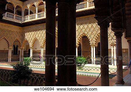 Patio de las Doncellas, Reales Alcazares, Seville, Andalusia, Spain View Large Photo Image Picture - Patio de las Doncellas, Reales Alcazares, Seville, Andalusia, Spain. Fotosearch