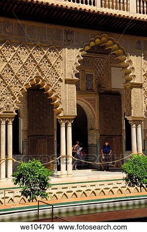 Picture - Patio de las Doncellas, Reales Alcazares, Seville, Andalusia, Spain. Fotosearch