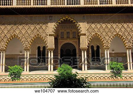 Patio de las Doncellas, Reales Alcazares, Seville, Andalusia, Spain View Large Photo Image Stock Photo - Patio de las Doncellas, Reales Alcazares, Seville, Andalusia, Spain. Fotosearch