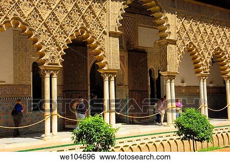 Stock Photograph - Patio de las Doncellas, Reales Alcazares, Seville, Andalusia, Spain. Fotosearch