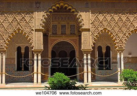 Patio de las Doncellas, Reales Alcazares, Seville, Andalusia, Spain View Large Photo Image Stock Photograph - Patio de las Doncellas, Reales Alcazares, Seville, Andalusia, Spain. Fotosearch