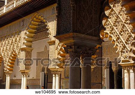 Patio de las Doncellas, Reales Alcazares, Seville, Andalusia, Spain View Large Photo Image Stock Photography - Patio de las Doncellas, Reales Alcazares, Seville, Andalusia, Spain. Fotosearch